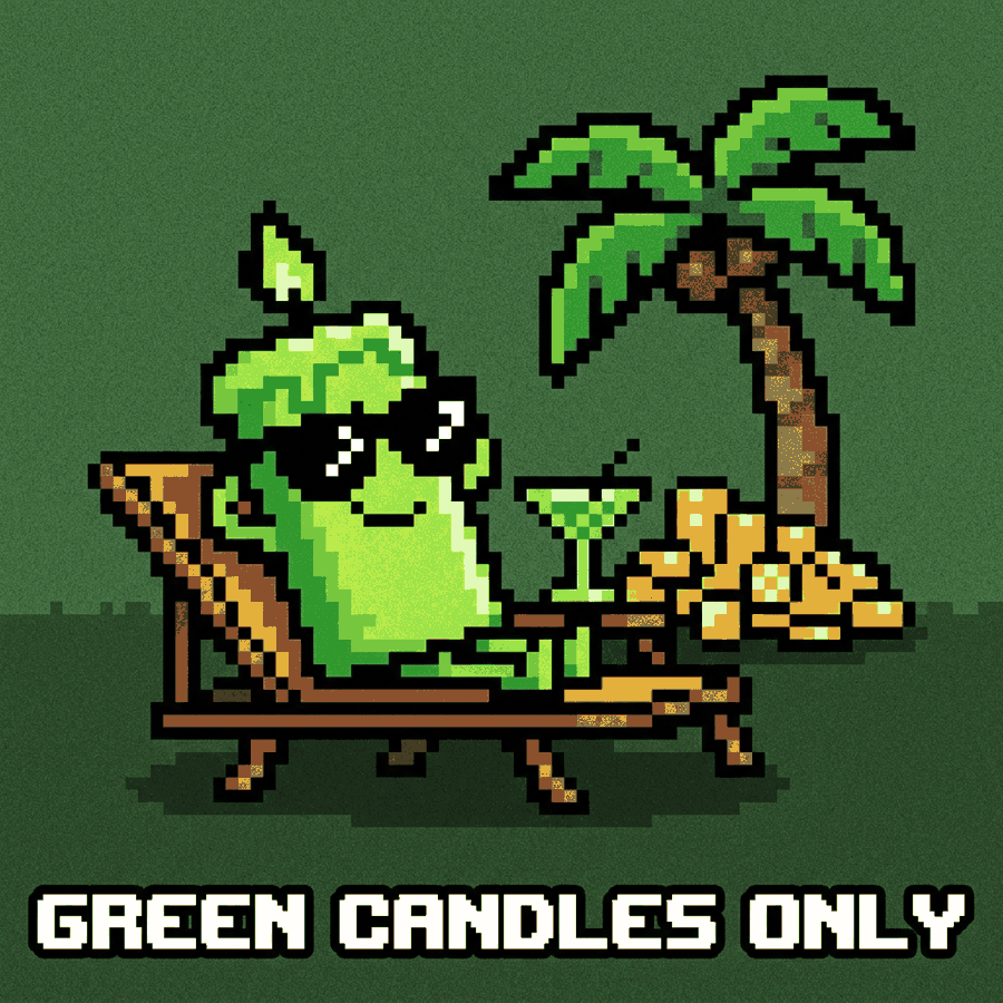 Green candle on a beach chair