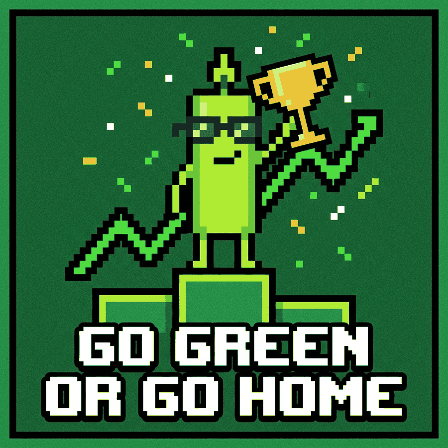 Green candle with a trophy